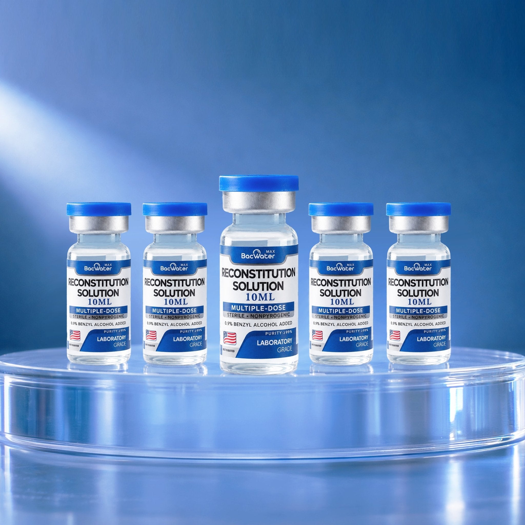 High-Purity Bacteriostatic Water 10ml | 5-Pack β Research Grade π§ͺ - BACWATERMAX-VITAMIN GUYS
