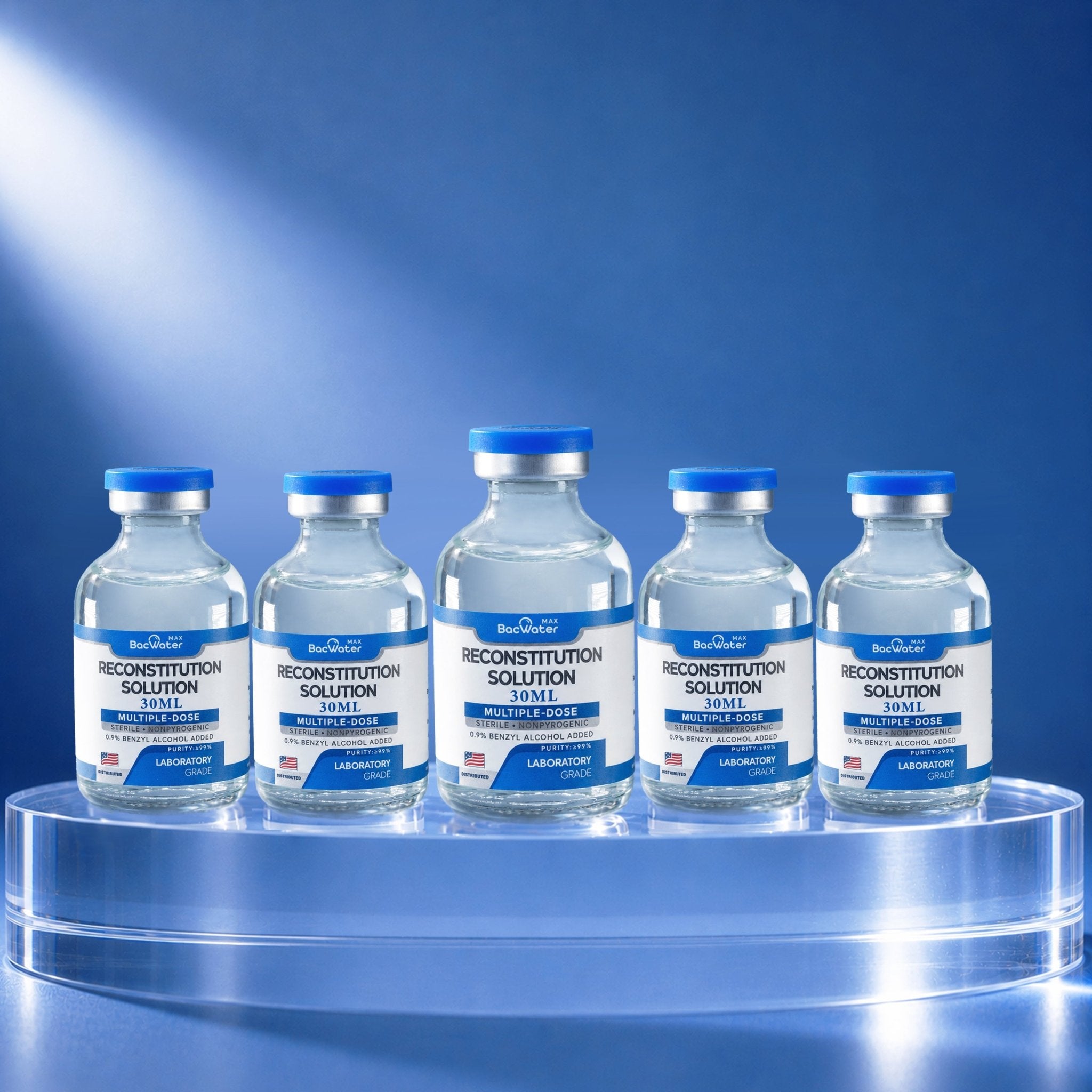 High-Purity Bacteriostatic Water 30ml | 5-Pack – Research Grade 🧪 - BACWATERMAX-VITAMIN GUYS