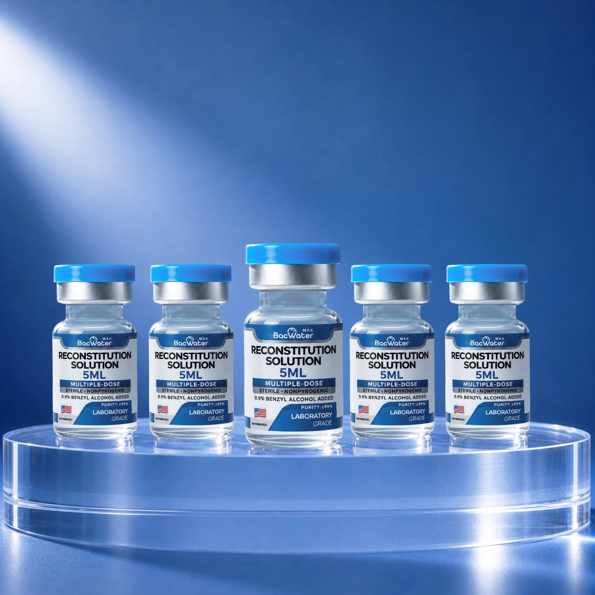 High-Purity Bacteriostatic Water 5ml | 5-Pack β Research Grade π§ͺ - BACWATERMAX-VITAMIN GUYS