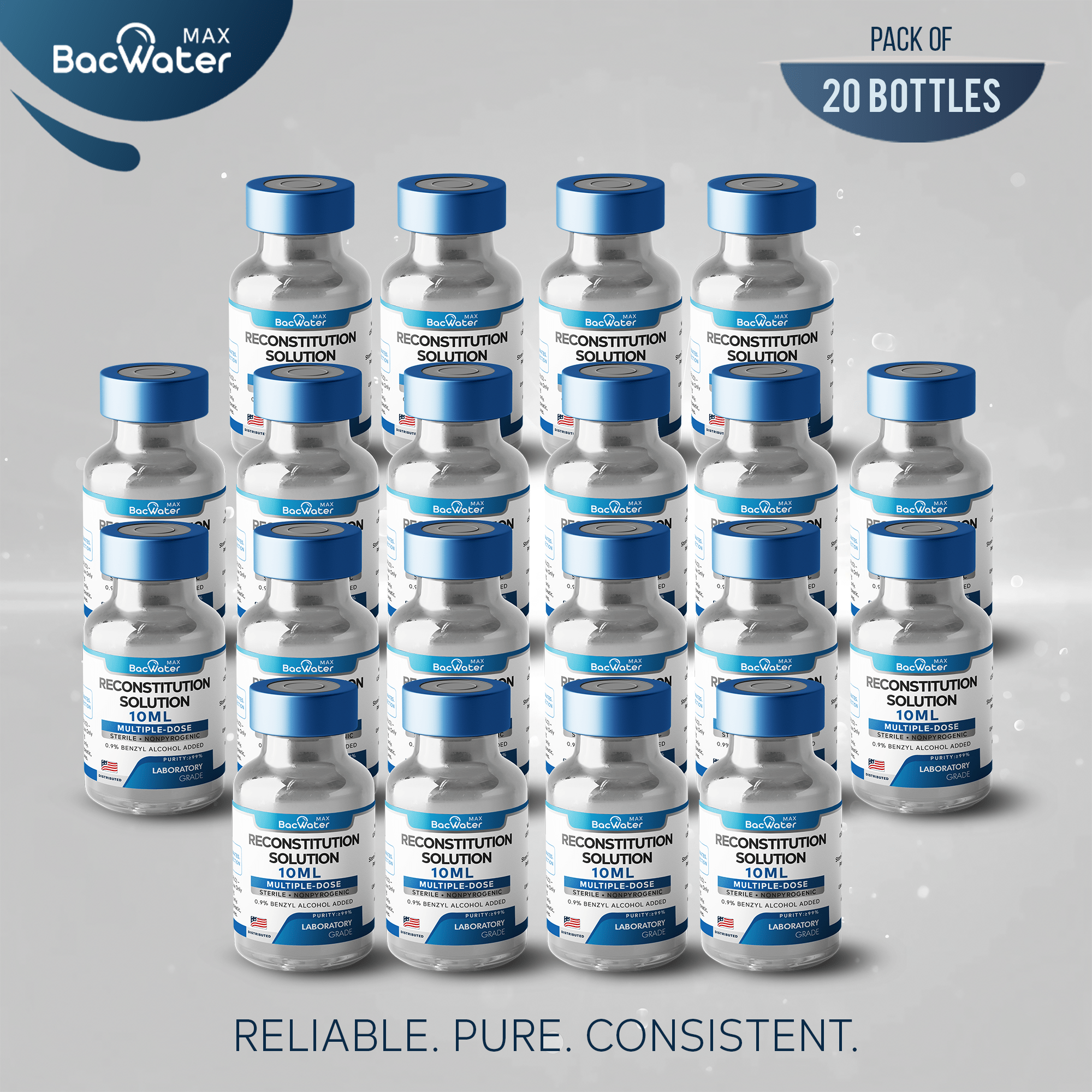 High - Purity Sterile Water 10 ml | 20 - Pack β Research Grade π§ͺ - BACWATERMAX - VITAMIN GUYS