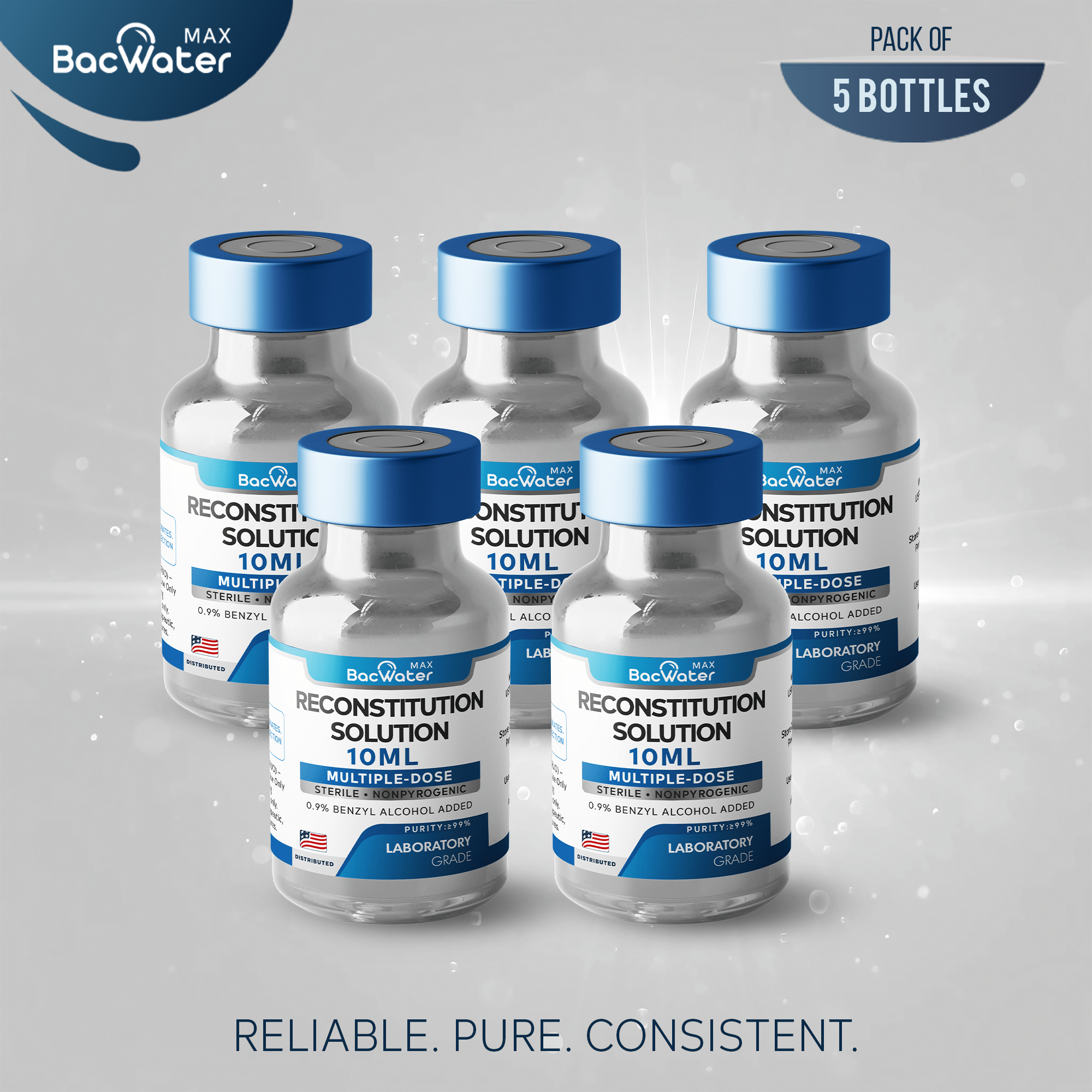 High - Purity Sterile Water 10ml | 5 - Pack β Research Grade π§ͺ - BACWATERMAX - VITAMIN GUYS