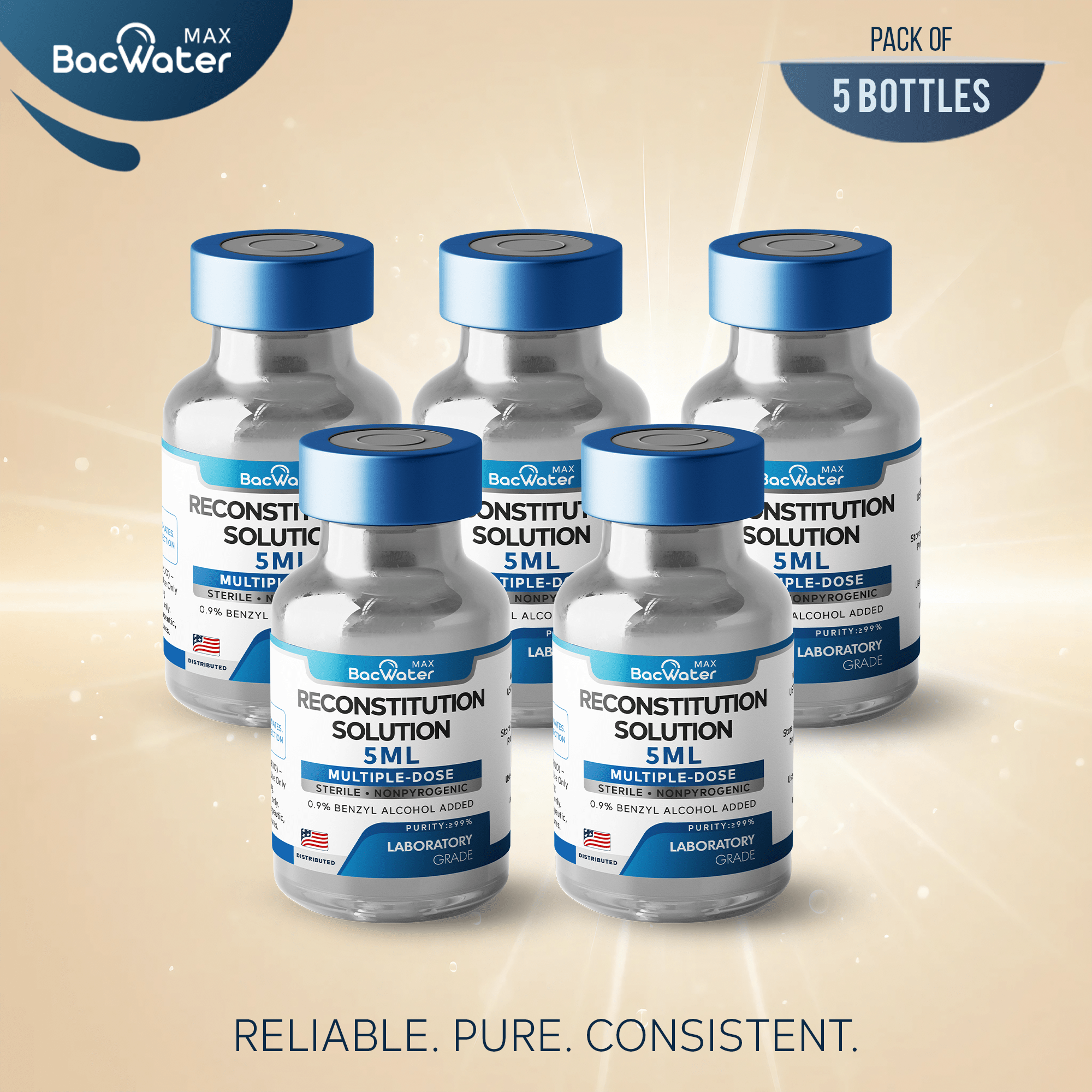 High - Purity Sterile Water 5ml | 5 - Pack – Research Grade 🧪✨ - BACWATERMAX - VITAMIN GUYS