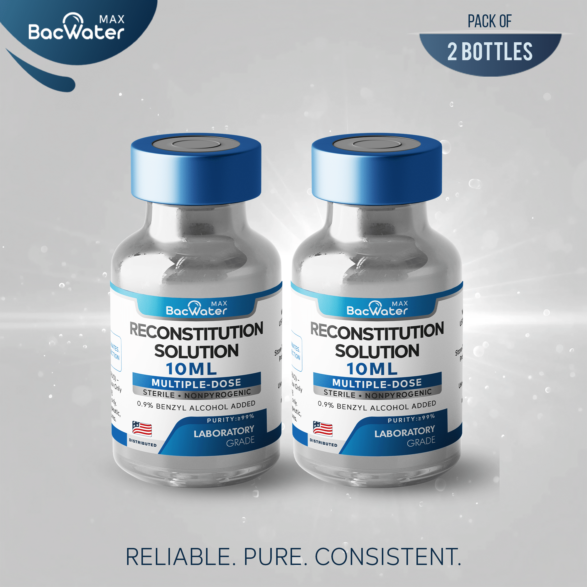 High - Purity Sterile Water 10ml | 2 - Pack – Research Grade 🧪 - BACWATERMAX - VITAMIN GUYS