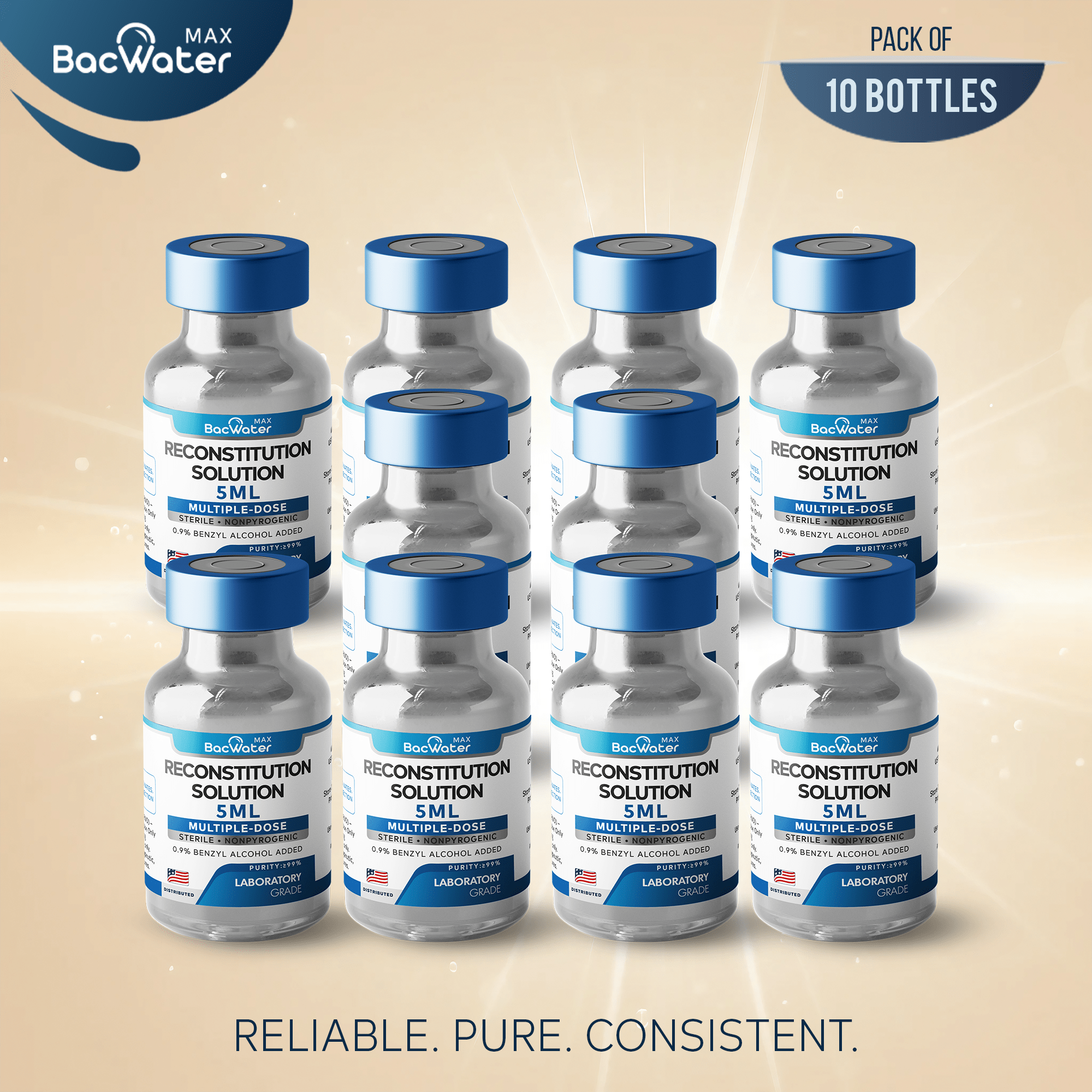 5ml bac water High-Purity Sterile Water 5ml 10-Pack for Research Grade Use – BACWATERMAX-VITAMIN GUYS
