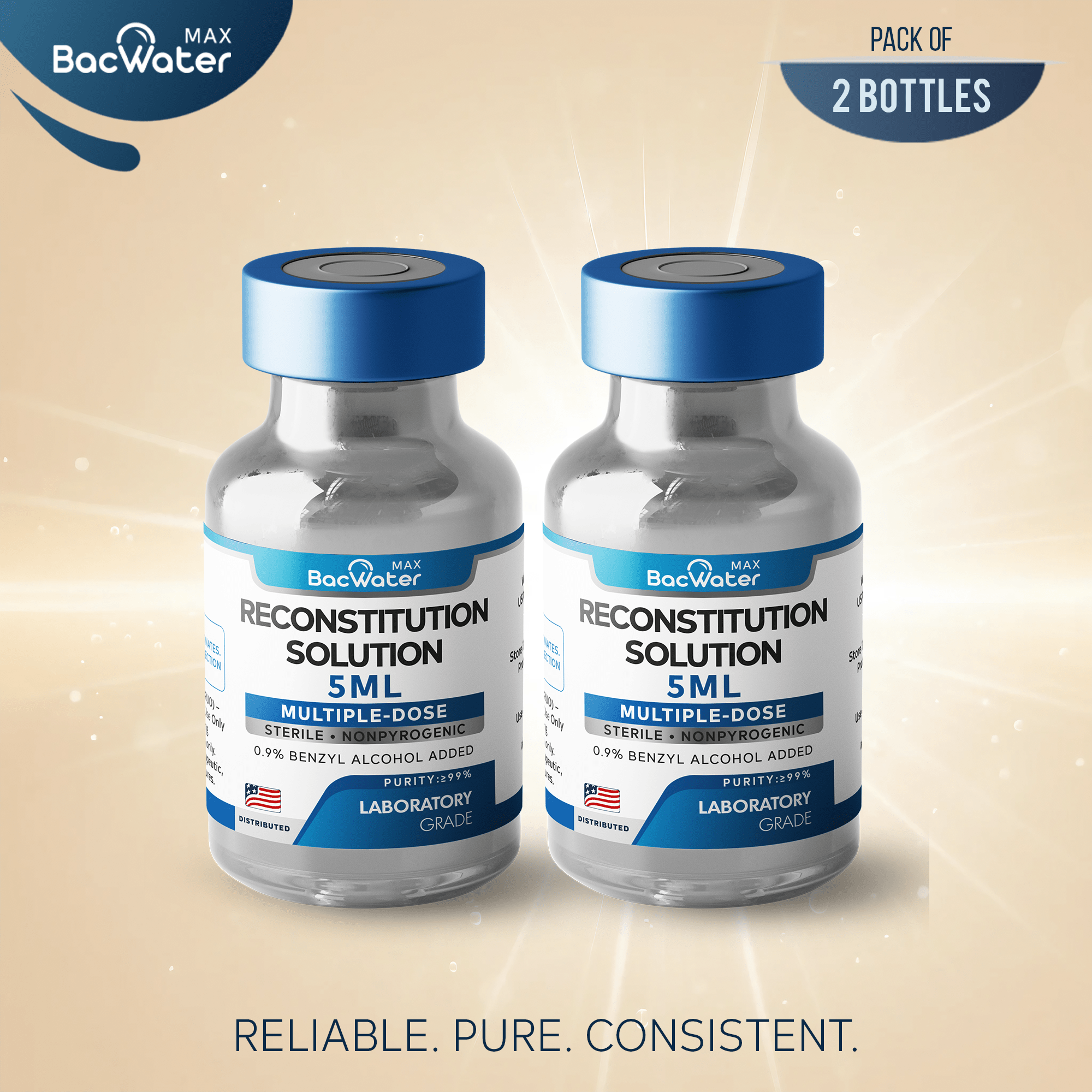 High - Purity Sterile Water 5ml | 2 - Pack – Research Grade 🧪 - BACWATERMAX - VITAMIN GUYS