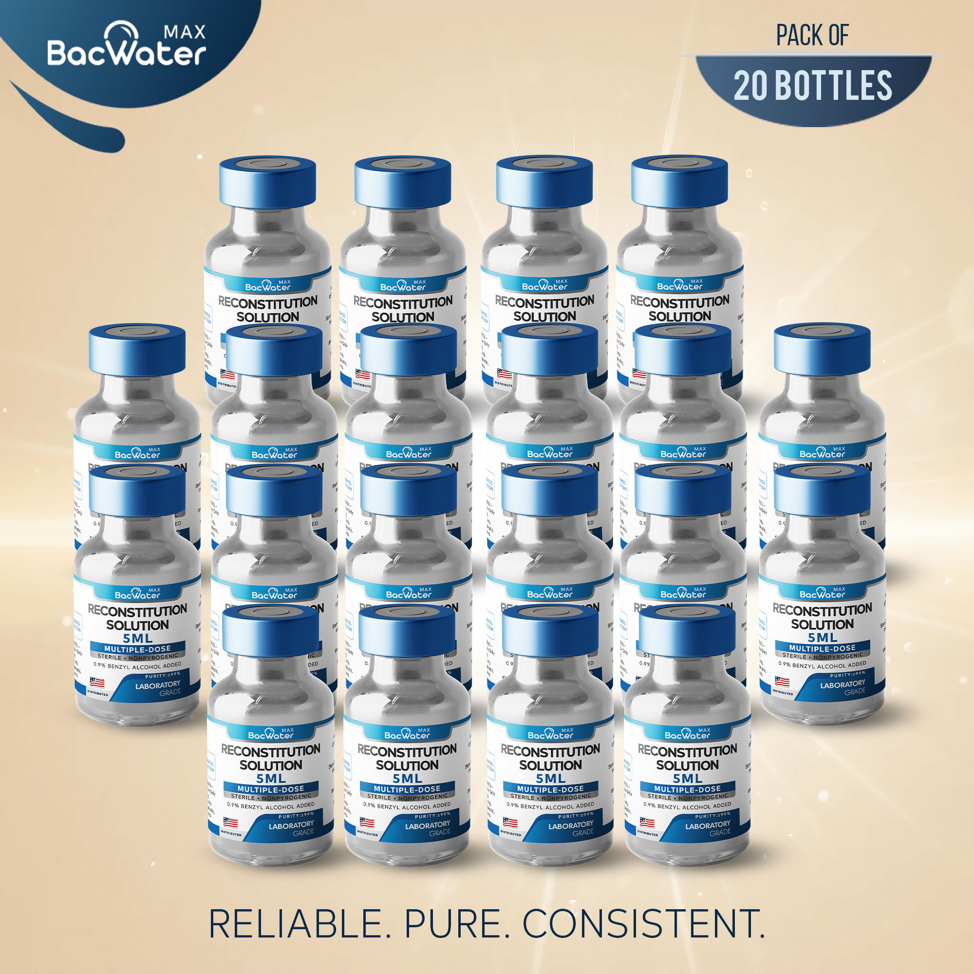 High - Purity Sterile Water 5ml | 20 - Pack – Research Grade 🧪✨ - BACWATERMAX - VITAMIN GUYS